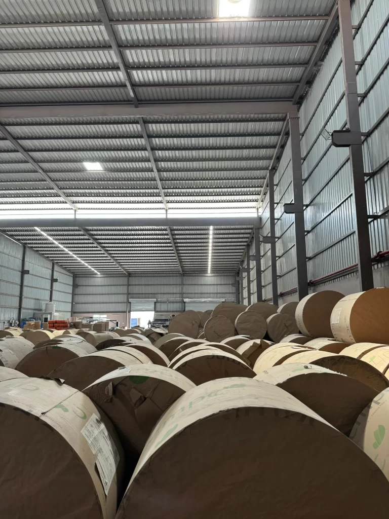 Paper reels at the Naman Innovation facility